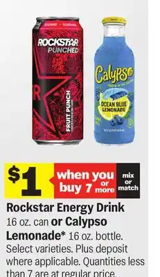 Meijer Rockstar Energy Drink 16 oz. can or Calypso Lemonade* 16 oz. bottle offer