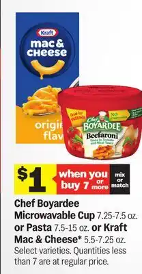 Meijer Chef Boyardee Microwavable Cup 7.25-7.5 oz. or Pasta 7.5-15 oz. or Kraft Mac & Cheese* 5.5-7.25 oz offer