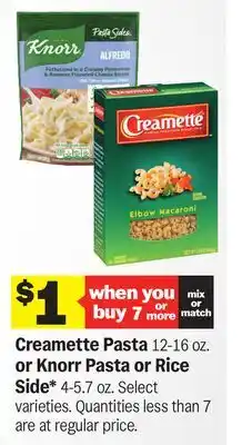 Meijer Creamette Pasta 12-16 oz. or Knorr Pasta or Rice Side* 4-5.7 oz offer