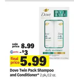 Meijer Dove Twin Pack Shampoo and Conditioner offer