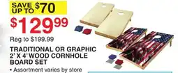 Dunham's Sports TRADITIONAL OR GRAPHIC 2' X 4' WOOD CORNHOLE BOARD SET offer