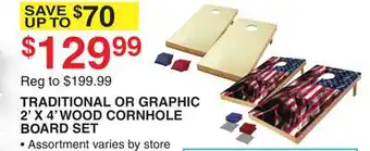 Dunham's Sports TRADITIONAL OR GRAPHIC 2' X 4' WOOD CORNHOLE BOARD SET offer
