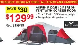 Dunham's Sports ASPEN RIDGE 10-PERSON TENT WITH SCREEN ROOM offer