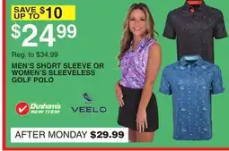 Dunham's Sports MEN'S SHORT SLEEVE OR WOMEN'S SLEEVELESS GOLF POLO offer