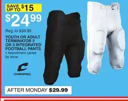 Dunham's Sports YOUTH OR ADULT TERMINATOR 2 OR 3 INTEGRATED FOOTBALL PANTS offer