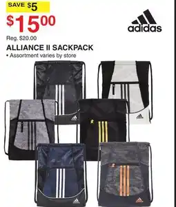 Dunham's Sports ADIDAS ALLIANCE II SACKPACK offer