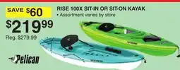 Dunham's Sports PELICAN RISE 100X SIT-IN OR SIT-ON KAYAK offer