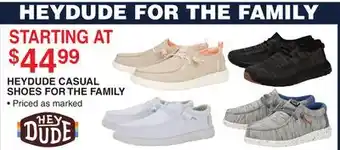Dunham's Sports HEYDUDE CASUAL SHOES FOR THE FAMILY offer