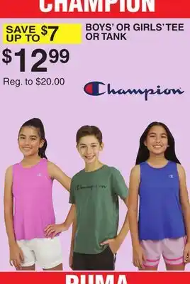 Dunham's Sports BOYS' OR GIRLS' TEE OR TANK offer