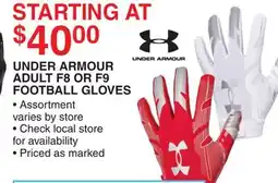 Dunham's Sports UNDER ARMOUR ADULT F8 OR F9 FOOTBALL GLOVES offer