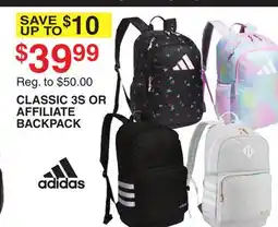Dunham's Sports ADIDAS CLASSIC 3S OR AFFILIATE BACKPACK offer