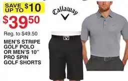 Dunham's Sports MEN'S STRIPE GOLF POLO OR MEN'S 10 PRO SPIN GOLF SHORTS offer