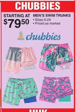 Dunham's Sports CHUBBIES MEN'S SWIM TRUNKS offer