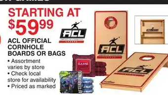 Dunham's Sports ACL OFFICIAL CORNHOLE BOARDS OR BAGS offer