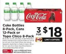 ShopRite Coke Bottles 8-Pack, Cans 12-Pack or Topo Chico 8-Pack offer
