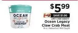 ShopRite Ocean Legacy Claw Crab Meat offer