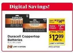 ShopRite Duracell Coppertop Batteries offer
