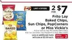ShopRite Frito Lay Baked Chips, Sun Chips, PopCorners or Miss Vickie's offer