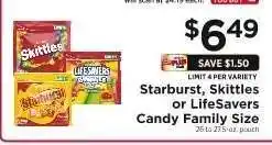 ShopRite Starburst, Skittles or LifeSavers Candy Family Size offer