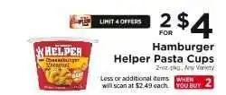 ShopRite Hamburger Helper Pasta Cups offer