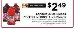 ShopRite Langers Juice Blends offer