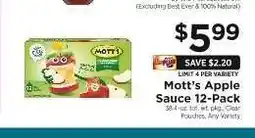 ShopRite Mott's Apple Sauce 12-Pack offer
