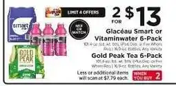 ShopRite Glacéau Smart or Vitaminwater 6-Pack / Gold Peak Tea 6-Pack offer