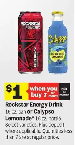 Meijer Rockstar Energy Drink or Calypso Lemonade offer