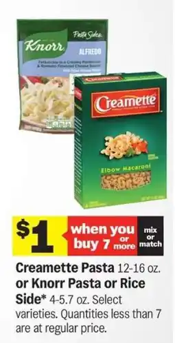 Meijer Creamette Pasta or Knorr Pasta or Rice Side offer