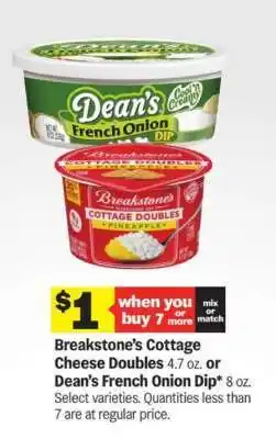 Meijer Breakstone’s Cottage Cheese Doubles or Dean’s French Onion Dip offer