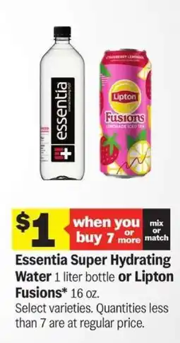 Meijer Essentia Super Hydrating Water or Lipton Fusions offer