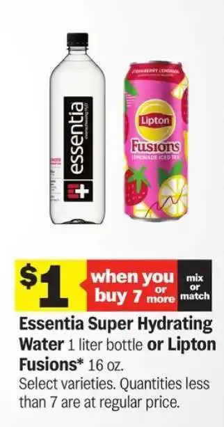 Meijer Essentia Super Hydrating Water or Lipton Fusions offer