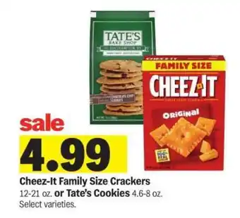 Meijer Cheez-It Family Size Crackers or Tate’s Cookies offer