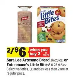 Meijer Sara Lee Artesano Bread or Entenmann’s Little Bites offer