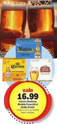 Meijer Corona Sunbrew, Modelo Especial or Stella Artois offer