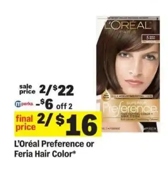 Meijer L'Oreal Preference or Feria Hair Color offer