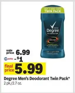 Meijer Degree Men's Deodorant Twin Pack offer