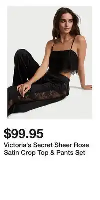 Victoria's Secret Victoria's Secret Sheer Rose Satin Crop Top & Pants Set offer