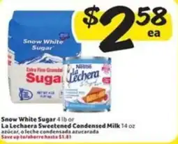 Fresco y Más Snow white sugar or la lechaera sweetened condensed milk offer