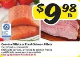 Fresco y Más Corvina fillets or fresh salmon fillets offer
