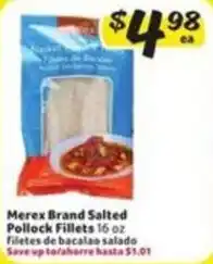 Fresco y Más Merex brand salted pollock fillets offer