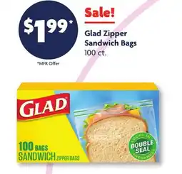 Family Dollar Glad Zipper Sandwich Bags offer