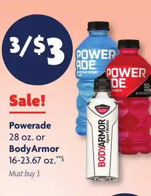 Family Dollar Powerade 28 oz. or BodyArmor 16-23.67 oz. **§ offer