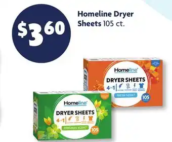 Family Dollar Homeline Dryer Sheets offer