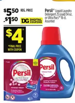 Dollar General Persil Liquid Laundry Detergent 25 Load/34 oz. or Ultra Pacs 16 ct offer