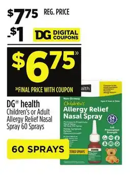 Dollar General DG health Children's or Adult Allergy Relief Nasal Spray offer