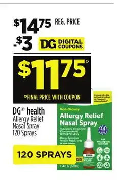 Dollar General DG health Allergy Relief Nasal Spray offer