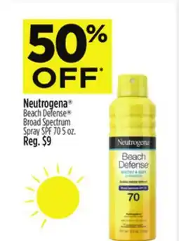 Dollar General Neutrogena Beach Defense Broad Spectrum Spray SPF 70 offer