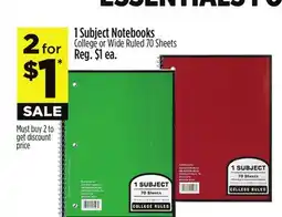 Dollar General 1 Subject Notebooks offer