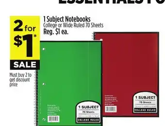Dollar General 1 Subject Notebooks offer